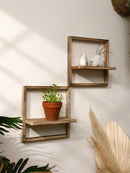 Axyaa Rustic Boho Wall Shelves 20cm Square | Bedroom & Kitchen Decor Storage