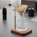 Axyaa Solid Wood Brass Coffee Filter Cup Holder, Adjustable Base