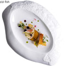Axyaa Irregular Shape Ceramic Plate for Pasta, Steak, Sushi, Desserts, and Snacks