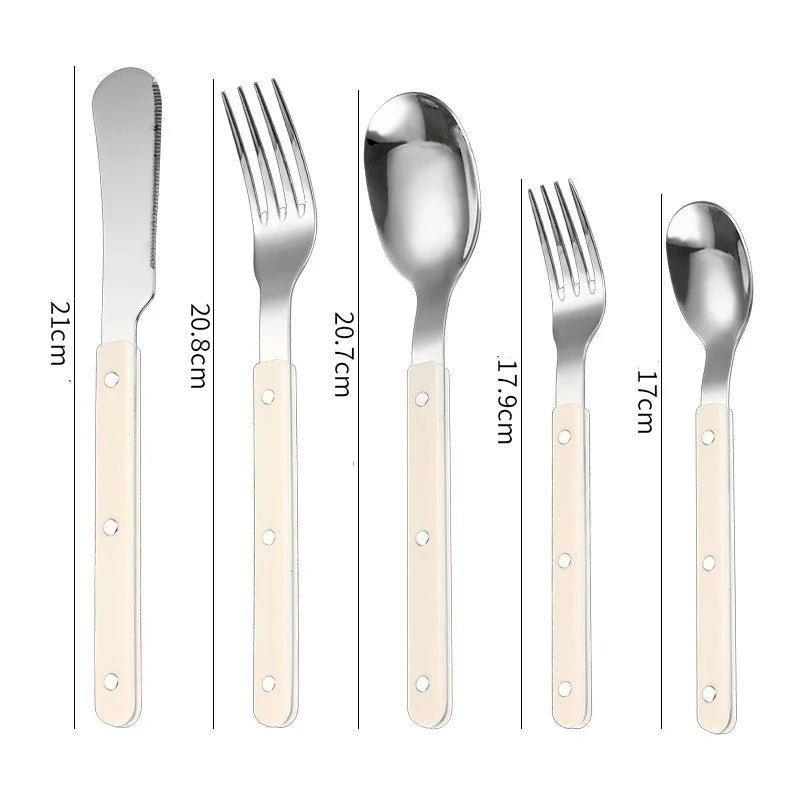 Axyaa Stainless Steel Cutlery Set with ABS Handle - 5pcs Flatware Set