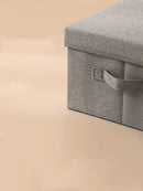 Axyaa Cotton Linen Storage Box with Lid: Large Capacity Organizer for Clothes, Toys, Socks