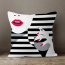 Axyaa Soft Velvet Beauty Pillowcase - Black & White Plush Cushion Cover