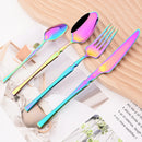 Colorful 16pcs Cutlery Set Mirror Stainless Steel Flatware by Axyaa