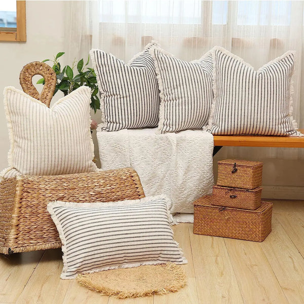 Axyaa Yarn-Dyed Striped Pillow Case Cover Soft Living Room Sofa Decoration