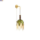 Axyaa Vintage LED Wall Light with Green Cloth Shade