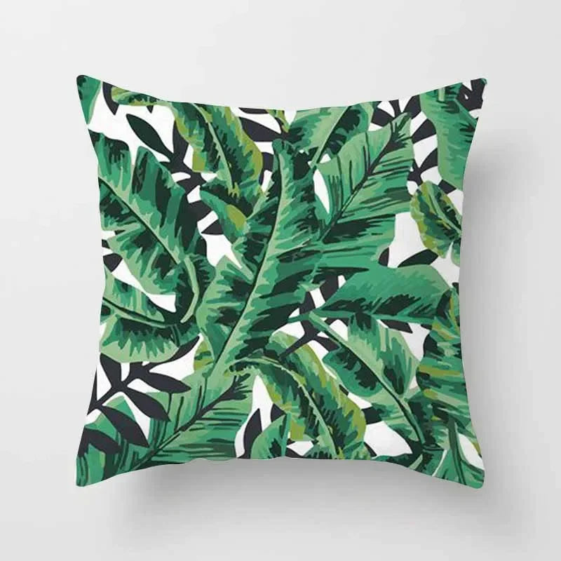 Axyaa Tropical Leaf Cactus Monstera Cushion Cover 45*45cm - Decorative Pillowcase