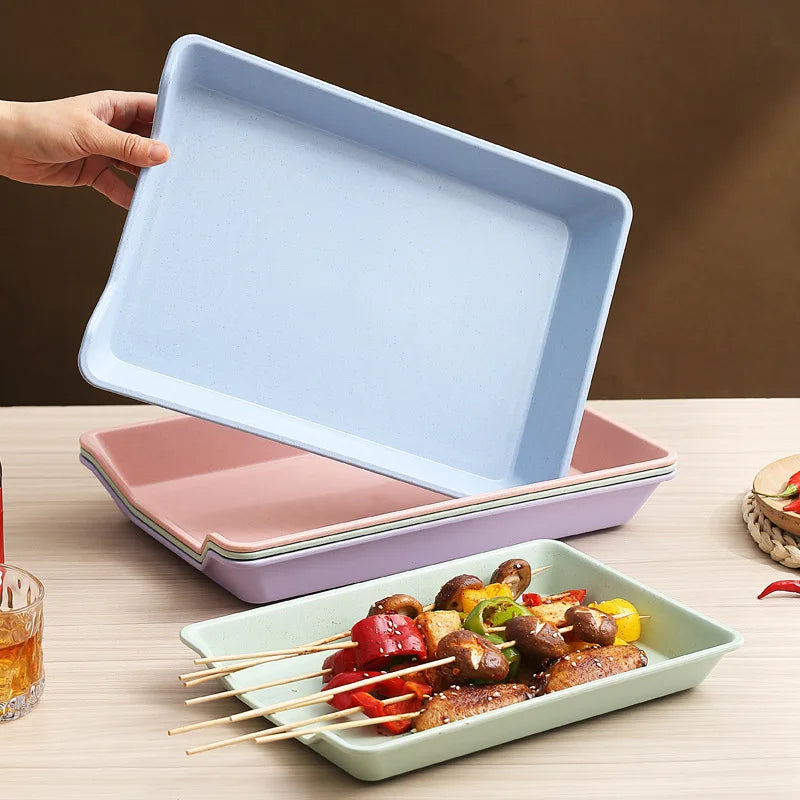 Axyaa Wheat Straw BBQ Tray: Large Capacity, Korean Style Dining Tray