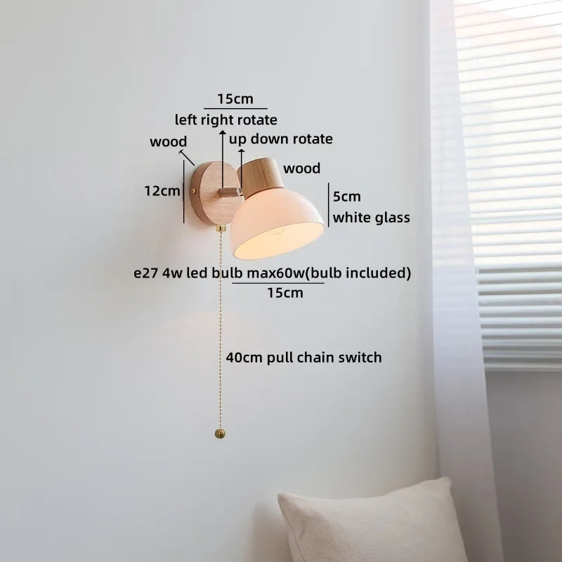 Axyaa Nordic LED Wall Sconce, Rotating White Ceramic Light for Home Decor
