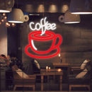 Axyaa 15" Coffee Neon Light Sign - Transparent Acrylic Cup Art for Bar Business