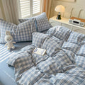 Axyaa Lattice Duvet Cover Set with Sheet & Pillowcases, Twin-Queen Size