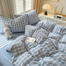 Axyaa Lattice Duvet Cover Set with Sheet & Pillowcases, Twin-Queen Size