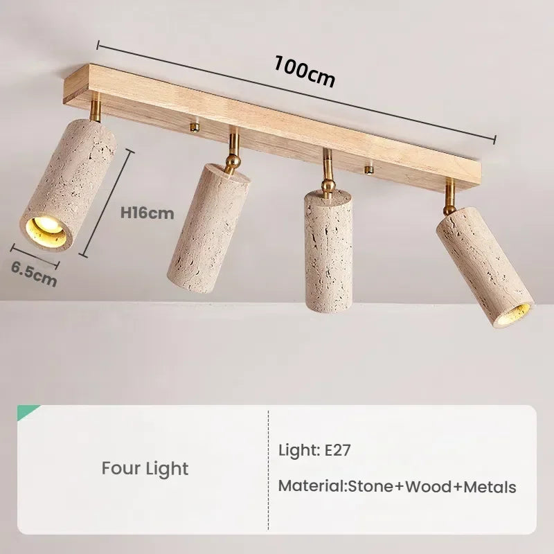 Axyaa Stone Metals Ceiling Light with 3 Warm Light Heads for Living Rooms