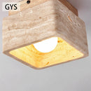 Axya Modern Stone Wood Square Ceiling Lamp Surface Mounted Down Light