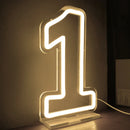 Axyaa Numbers Neon Sign 0-9 with Stand Base - USB Powered Dimmable Light Sign