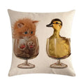Axyaa Pet Animal Print Linen Pillowcase 45*45cm for Office Sofa Decoration