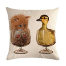 Axyaa Pet Animal Print Linen Pillowcase 45*45cm for Office Sofa Decoration