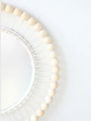 White Leaf Macrame Wall Round Mirror for Home Decor by Axyaa