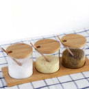 Axyaa Glass Spice Jars Set with Bamboo Lid and Spoon