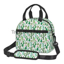 Axyaa Cactus Green Floral Thermal Lunch Bag with Adjustable Strap
