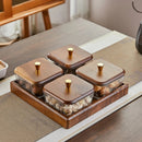 Axyaa Glass Serving Tray Set with Lid: Divided Fruit/Snack Storage Box for Events