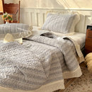 Axyaa Vintage Flower Print Quilted Bedspread Set with Ruffle Pillowcase