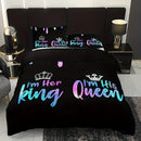 Axyaa Crown Letter Duvet Cover Set 3-Piece with Soft Breathable HD Printing Bedding