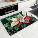 Axyaa Poinsettia Absorbent Draining Mat for Kitchen & Bathroom