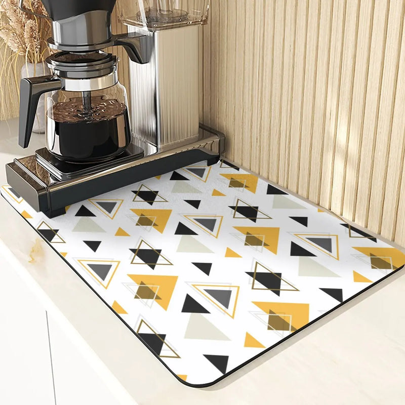 Axyaa Polygon Pattern Cup Mat Set - Absorbent Diatomaceous Earth Coasters