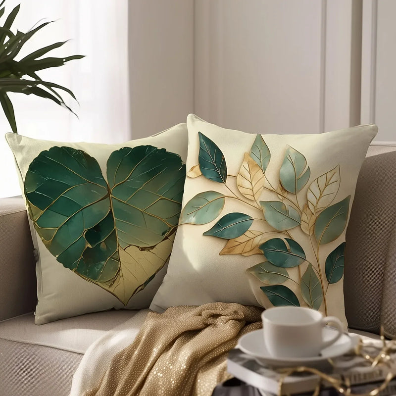 Axyaa Leaf Printed Pillowcase - Modern Home Room Decor Sofa Cushion Cover
