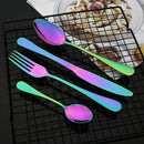 Axyaa 24-Piece Stainless Steel Rainbow Cutlery Set and Tableware