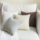 Axyaa Corduroy White Multi-Color Striped Throw Pillow Covers