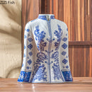 Axyaa Blue & White Porcelain Cheongsam Ceramic Vase for Desk Decoration
