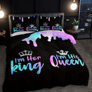 Axyaa Crown Letter Duvet Cover Set 3-Piece with Soft Breathable HD Printing Bedding