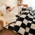 Axyaa Checkerboard Winter Blanket – Super Thick & Warm Soft Fluffy Cashmere Comforter