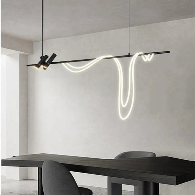 Axyaa Black LED Pendant Chandelier for Kitchen Dining Table - Modern Home Lighting Fixtures