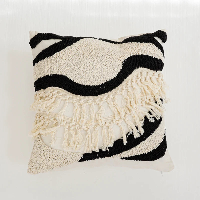 Axyaa Tufted Boho Pillow Cover with Tassels 45x45cm