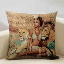 Axyaa Vintage African Indian Sexy Girl Women Oil Painting Cushion Cover