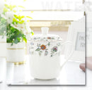 Axyaa Bone  Wake Up Coffee Mug, Flower Tea Cup with Lid