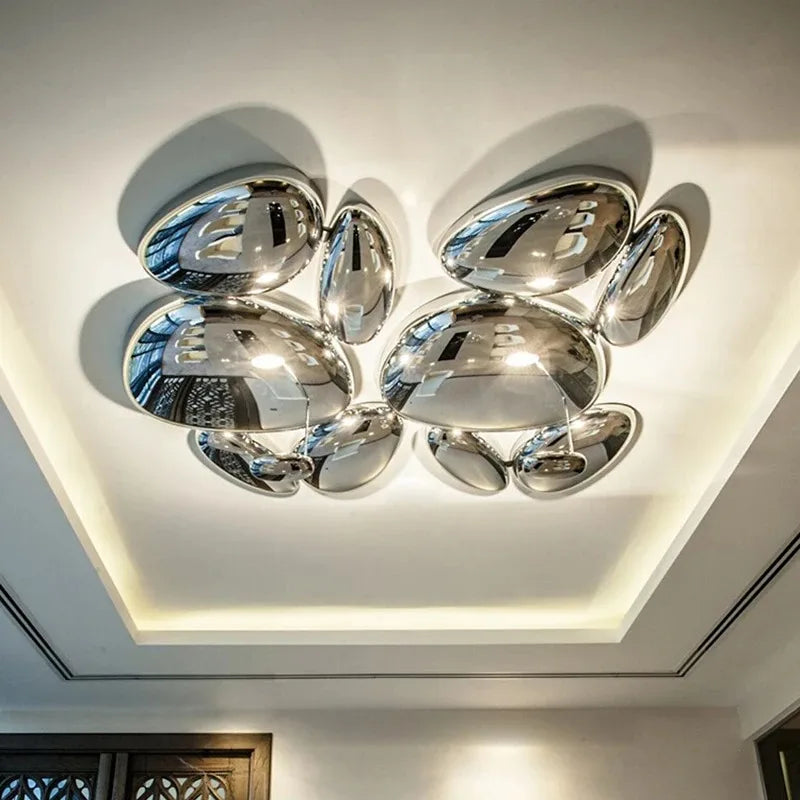 Axyaa Water Droplet LED Ceiling Lamp: Elegant Pebble Shaped Light for Living Room