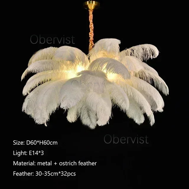 Axyaa Nordic Ostrich Feather Art Chandelier for Home Decoration