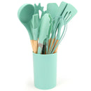 Silicone Kitchen Utensils Set with Storage Bucket - Axyaa Brand