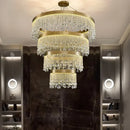 Axyaa Nordic Royal Crystal Chandelier Circle Pendant Lights Luxury for Living Dining Room