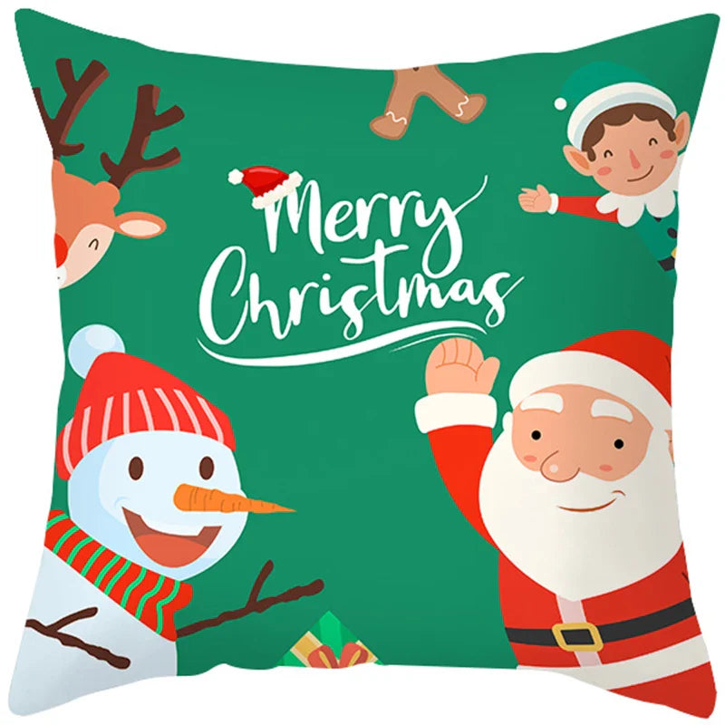 Axyaa Christmas Cushion Cover 45x45cm Snowman Santa Noel Navidad Happy New Year
