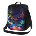 Axyaa Space Planet Insulated Lunch Box Galaxy Cooler Tote Large Lunch Bag with Shoulder Strap