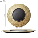Axya Gold Edge Ceramic Dinner Plate Set for Restaurant, Steak, Dessert, Pasta, Fruit Salad