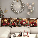 Axyaa Christmas Flower Candle Bell Pillow Cover for Living Room Home Decor