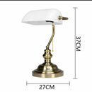 Axyaa Vintage Banker Desk Lamp with Green Glass Lampshade