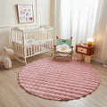 Axyaa Round Rabbit Plush Faux Fur Circle Rug for Bedroom and Living Room