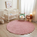 Axyaa Round Rabbit Plush Faux Fur Circle Rug for Bedroom and Living Room