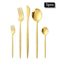 Axyaa Gold Hammered Cutlery Set - Stainless Steel, Dishwasher Safe